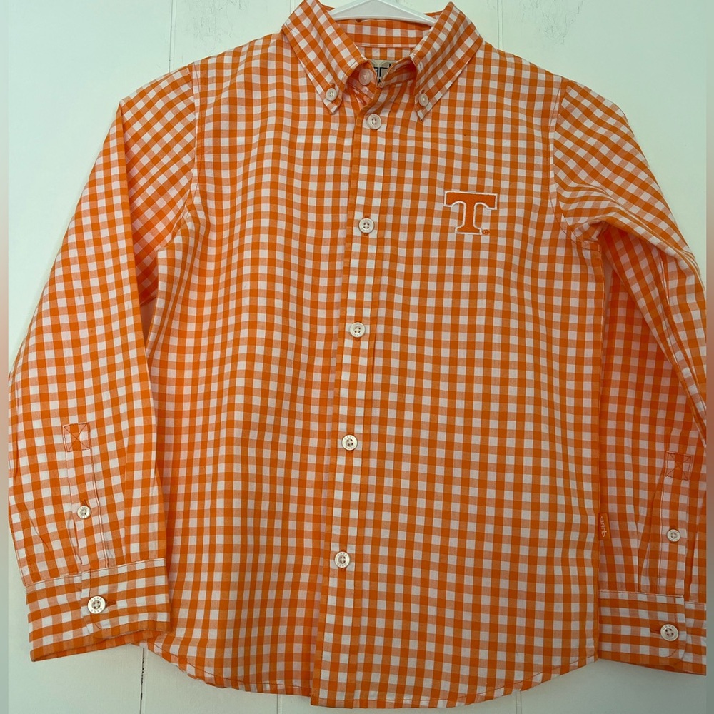Garb Team University of Tennessee VOLS Orange Gingham Button-down Shirt size 5-6